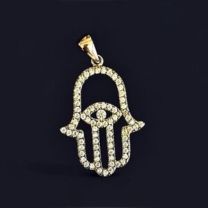 Iced Out Gold Vermeil CZ Hamsa 🪬 Pendant